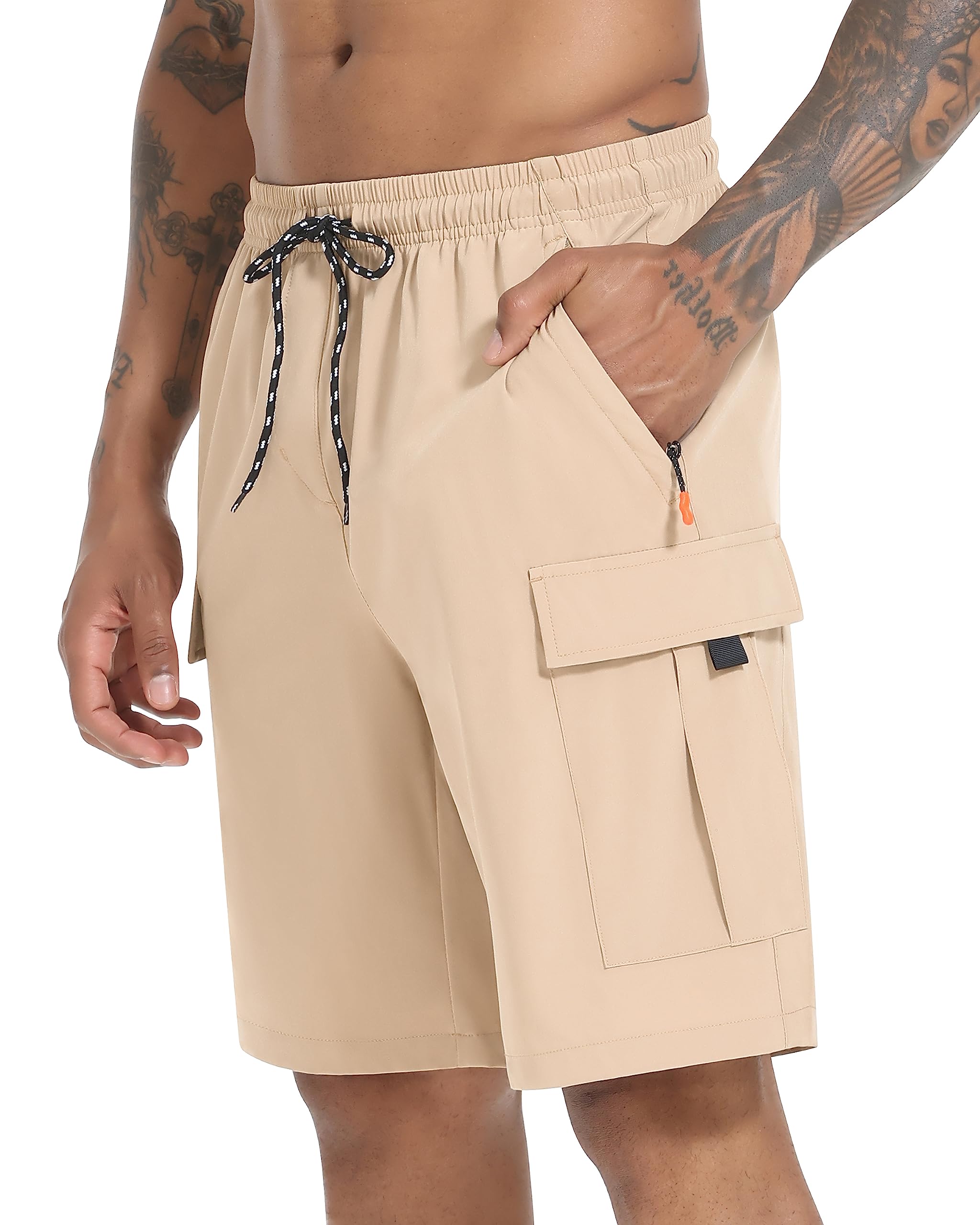 Men's Cargo Shorts Quick Dry Lightweight Stretch Hiking Shorts for Men with 5 Pockets No Lining
